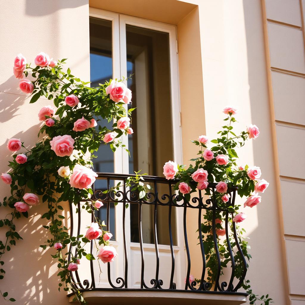 Sun-drenched Parisian balcony