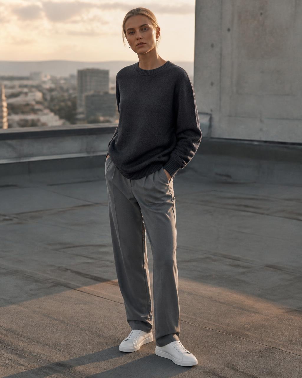 Editorial portrait representing the The Sporty Minimalist style archetype